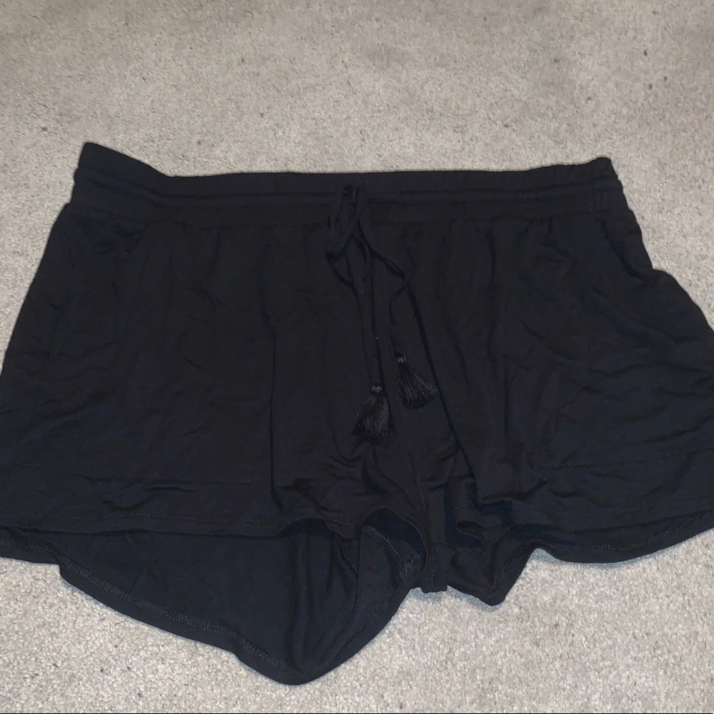 black drawstring shorts